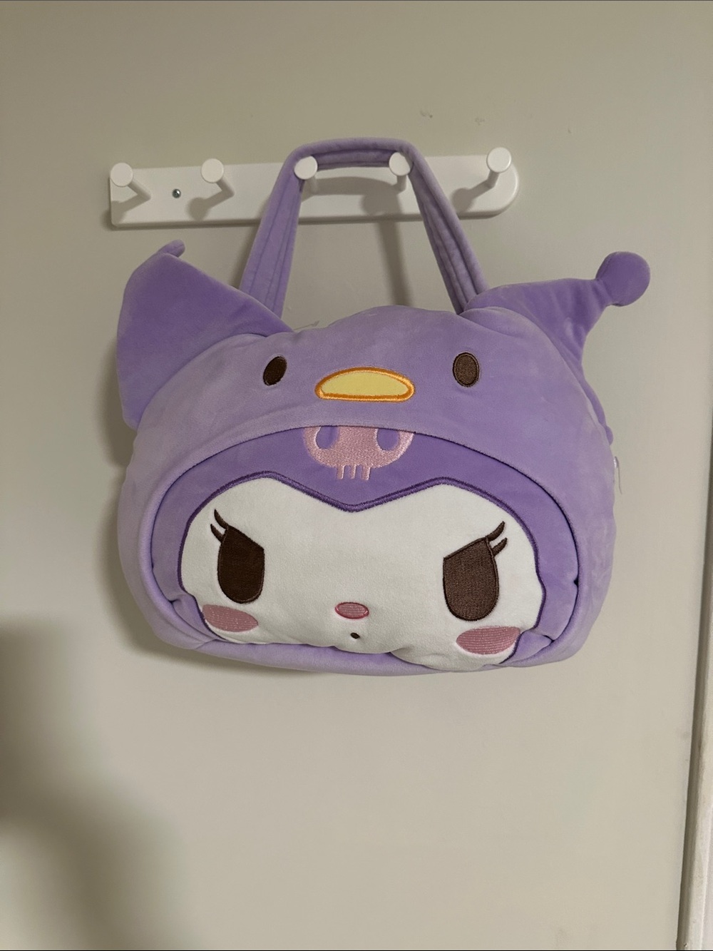 Sanrio Kuromi Plush Bag  - Light Purple & White